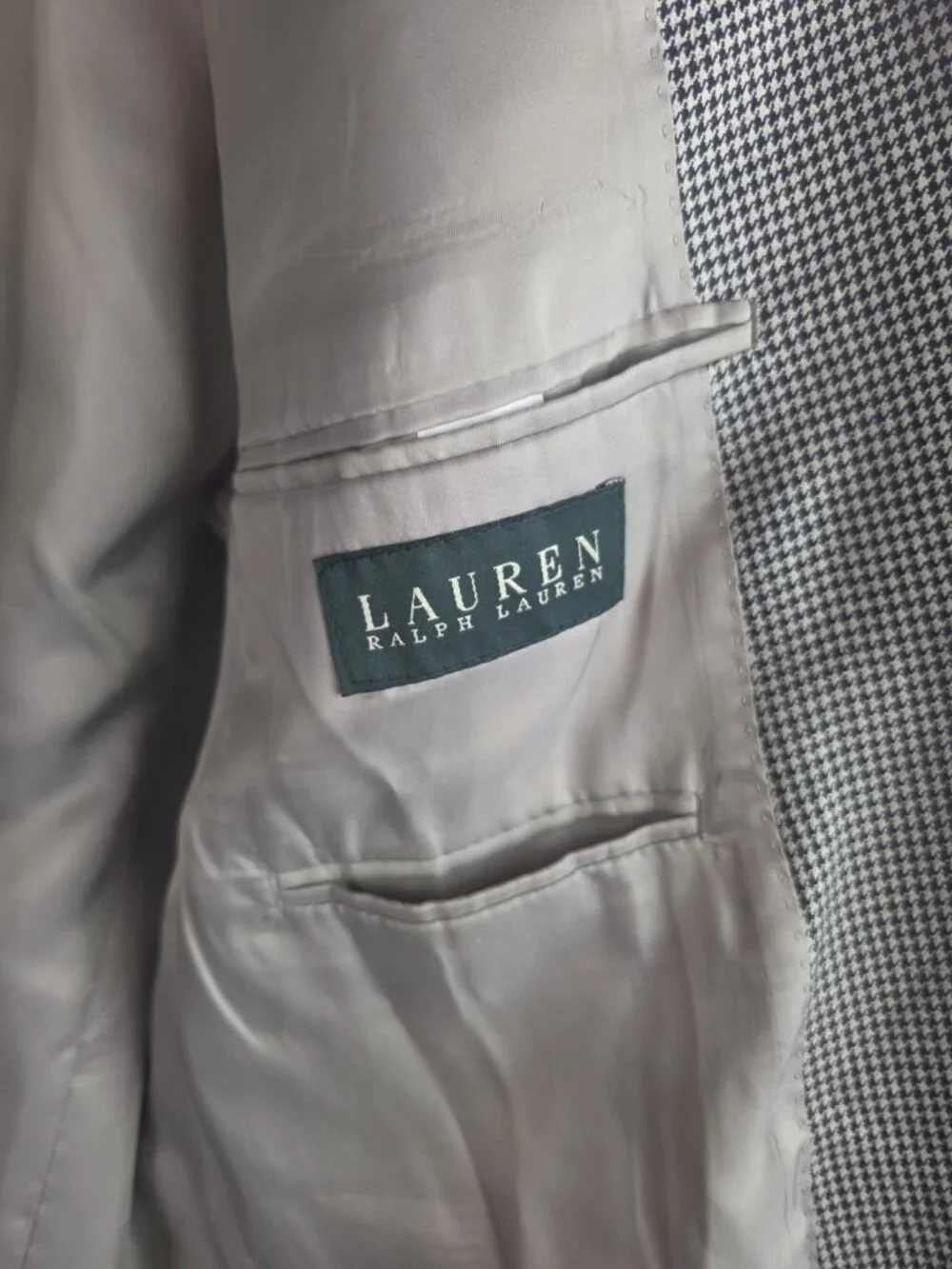 Lauren Ralph Laruen Men's Suit Blazer Size 42R Houndstooth Wool Silk Coat Jacket